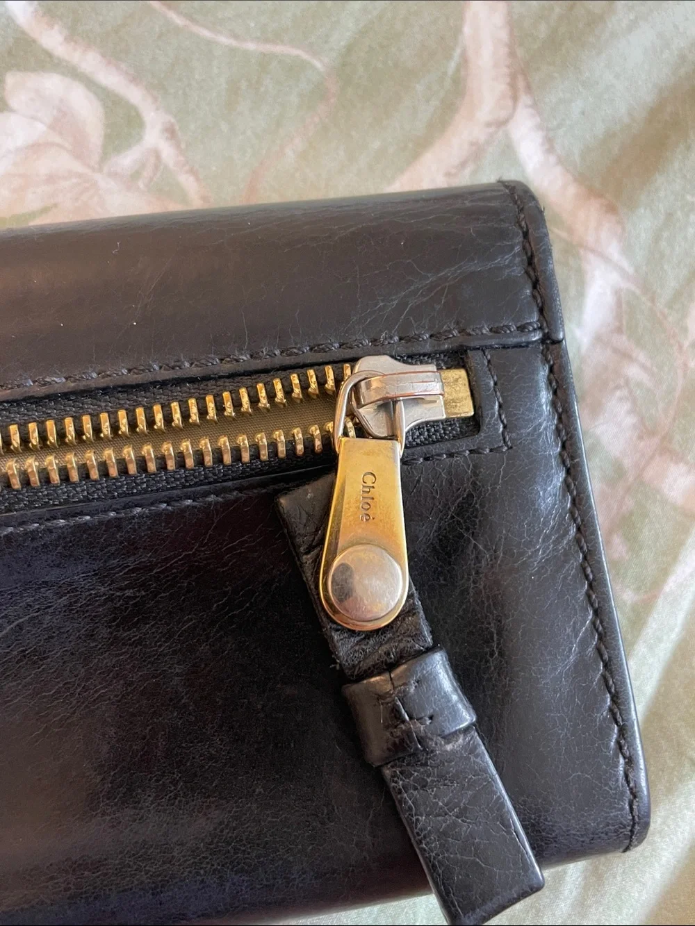 Chloé Black Embossed Leather Key & Card Holder